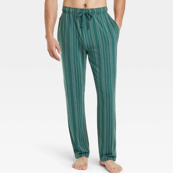 Goodfellow & Co Green and Yellow Stripes Cotton Modal Knit Pajama Lounge Pants - Picture 1 of 6
